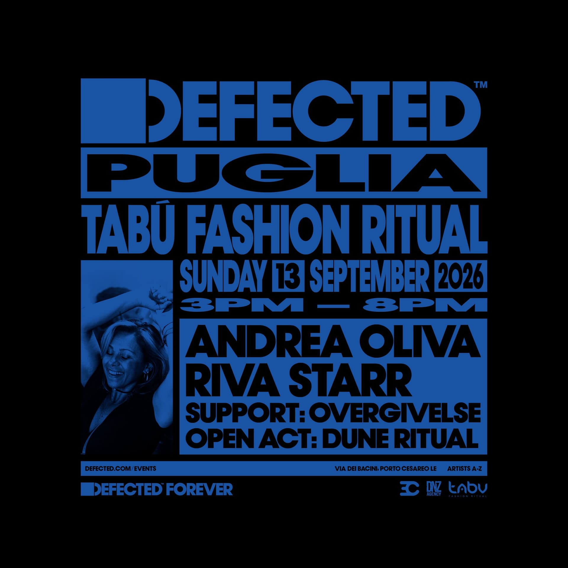 Defected Puglia '26 - Andrea Oliva, Riva Starr, Overgivelse, Dune Ritual